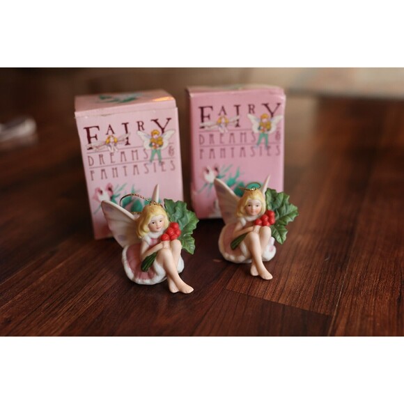 Vintage Dave Grossman Fairy Dreams & Fantasies Lot of 2  Porcelain Ornaments - Picture 1 of 12